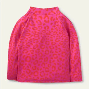 Boden Long-sleeved Rash Guard Fuchsia Pink Leopard Sz 9-10